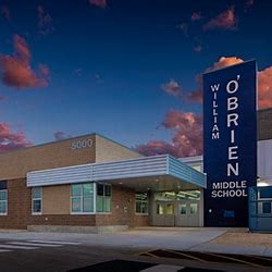 Image shown is front view of O'Brien Middle School